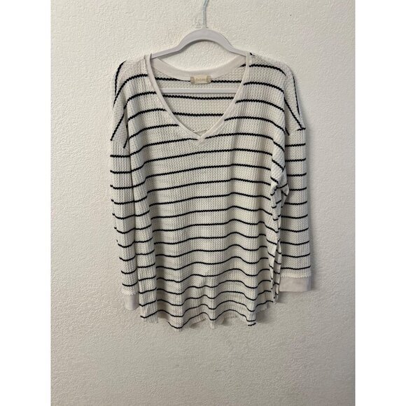 Altard State waffle knit striped shirt womens size large - Picture 1 of 5